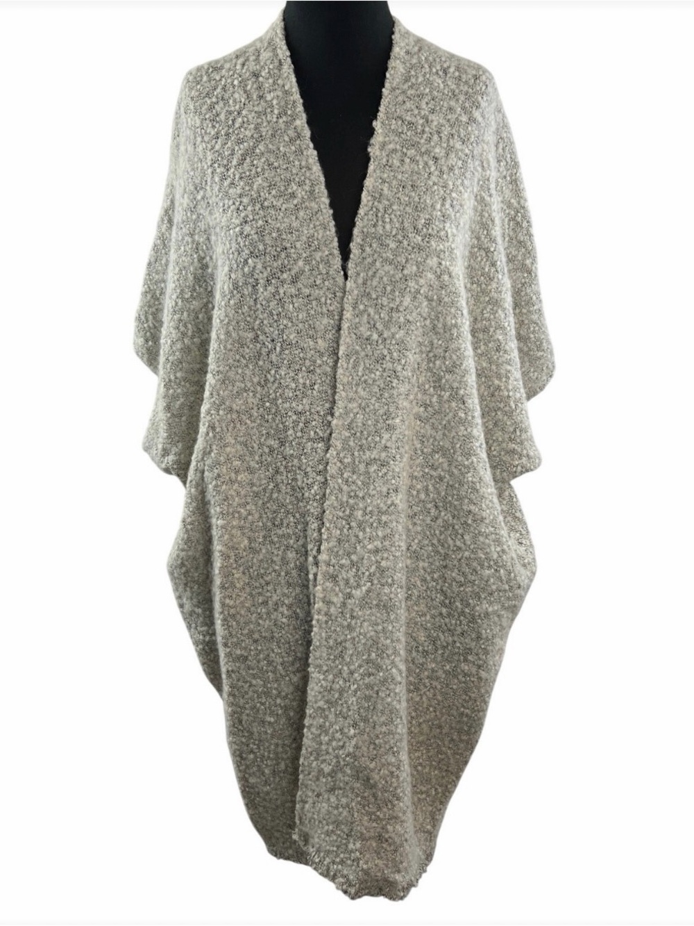 Free People Weekend Boucle Kimono Wool Blend Open Front Cardigan Wrap One Size